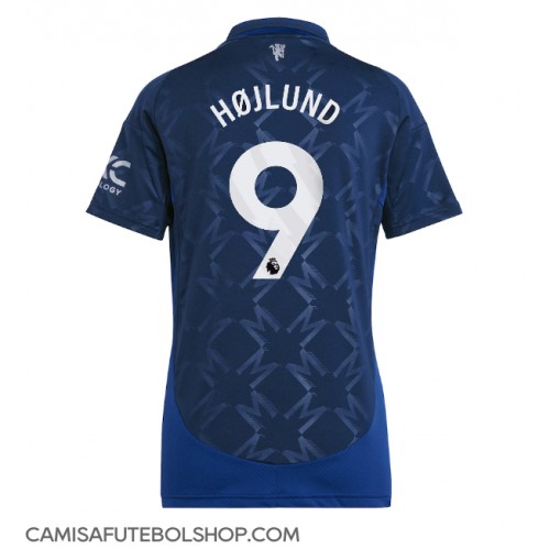 Camisa de time de futebol Manchester United Rasmus Hojlund #9 Replicas 2º Equipamento Feminina 2024-25 Manga Curta